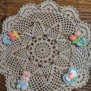 Cute Pastel Garden Themed Charm Bracelet